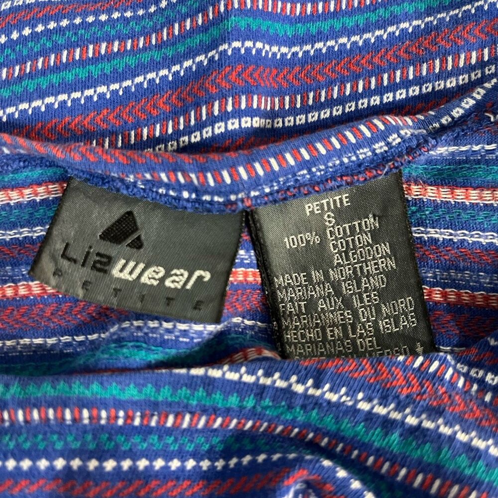 Vintage Liz Wear Cotton Striped Boxy Crop Top T Shirt Petite Small Retro - Picture 6 of 6